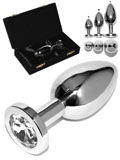 Rosebud Stainless Steel Buttplug With White Crystal - Small