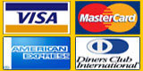 Visa, Mastercard, Diners, American Express