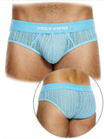 Striped Crochet Classic Brief - Light Blue