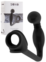 Butt Plug with Cockring and Ballstretcher Black - SONO No.2