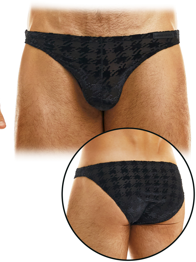 Pied De Poule Low Cut Brief - Schwarz