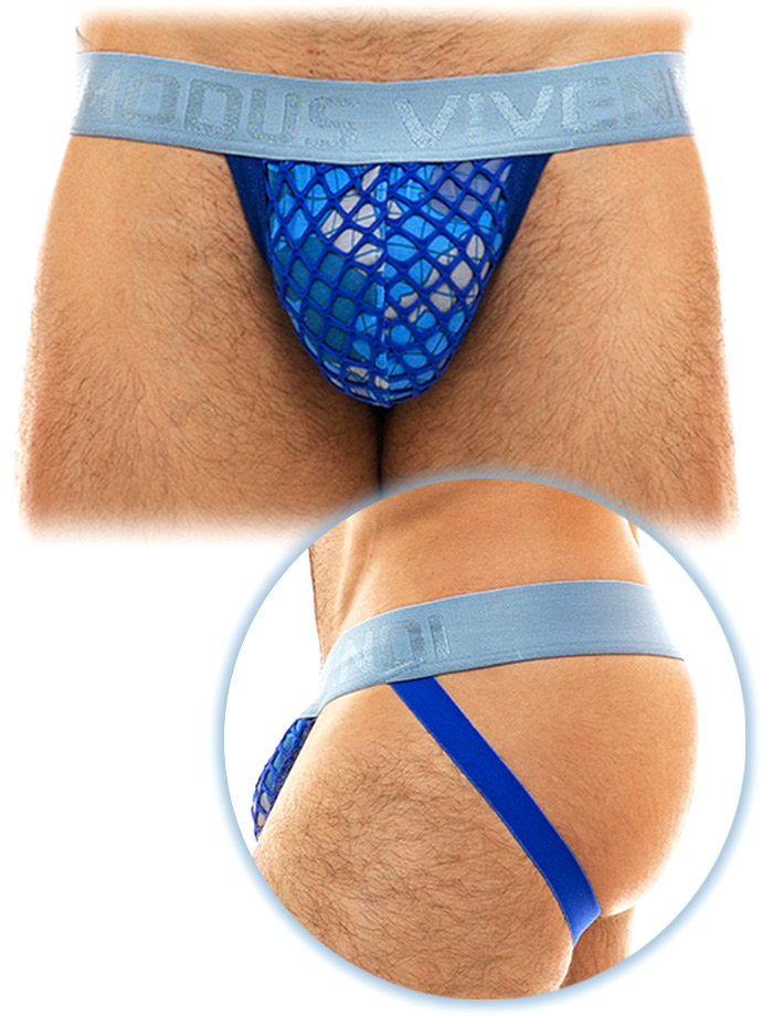 Trapped Camo Fishnet Jockstrap - Blau