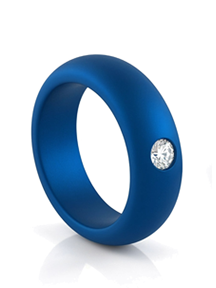 Blue Donut Cockring with Crystal