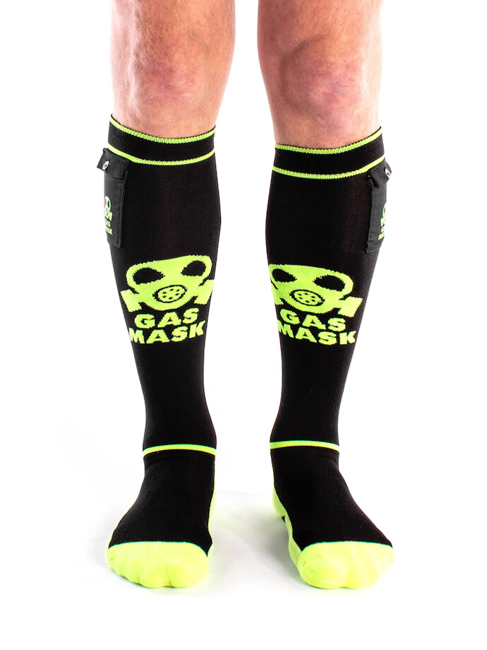 Brutus Gas Mask Party Socks with Pockets - Black/Neon yellow