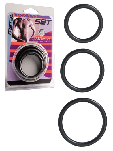 Black Metal Cock Rings Set