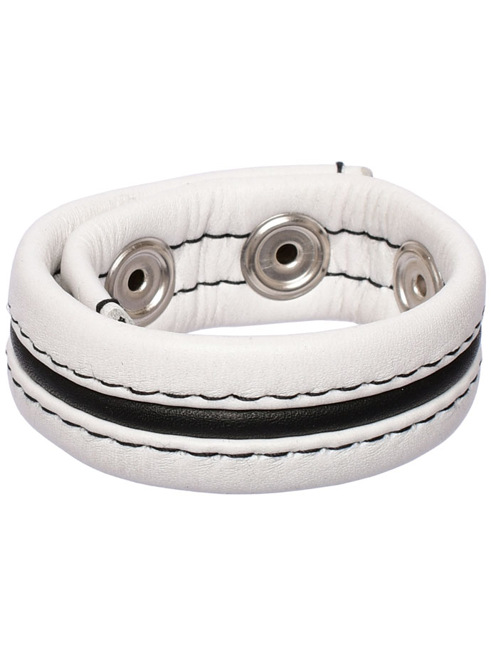 Hard Power Leather Penis Ring adjustable - white