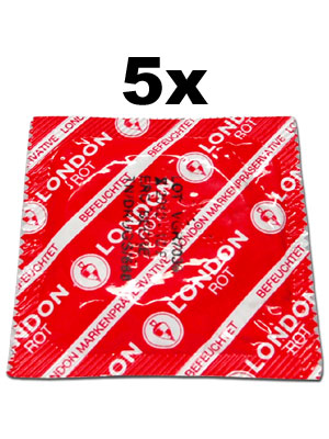 5 x London Condoms - Red with strawberry flavor