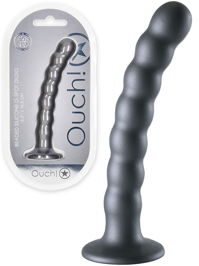 Beaded G-Spot Dildo - Gun Metal