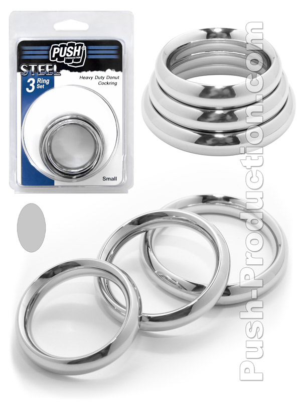 Push Steel - Heavy Duty Donut Cockring 3-Ring Set Small