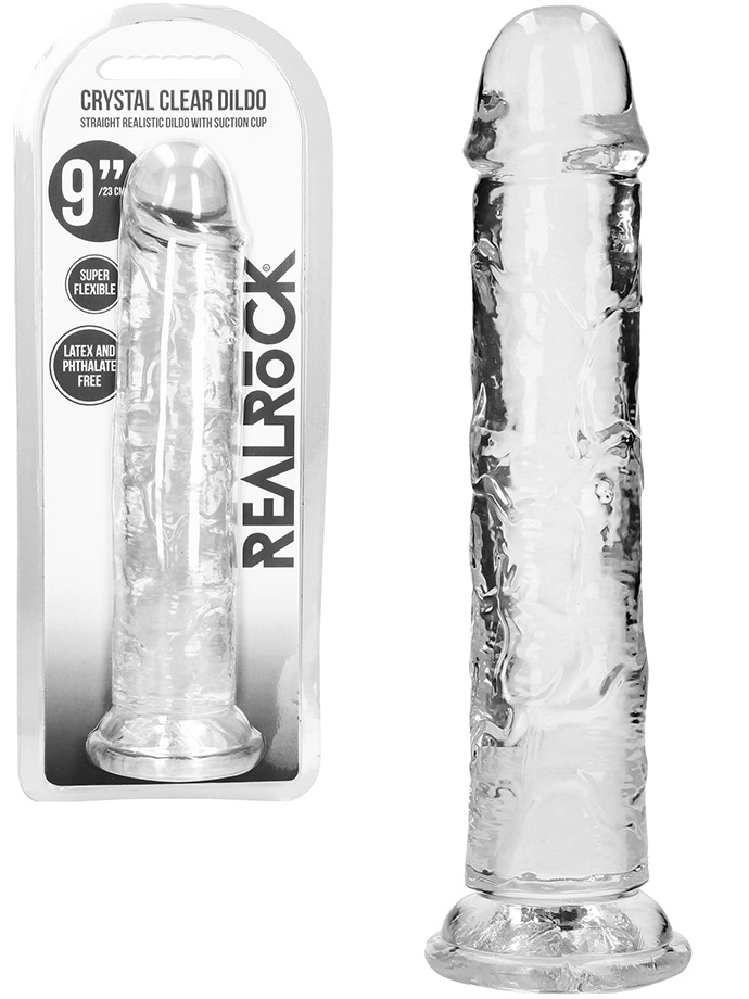 RealRock - Dildo 9 inch without Balls - Crystal Clear