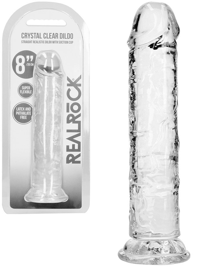 RealRock - Dildo 8 inch without Balls - Crystal Clear