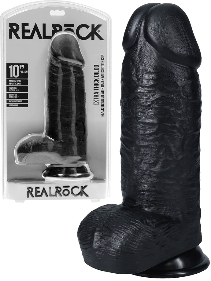 RealRock - Dildo 10 inch mit Hoden - Extra Thick