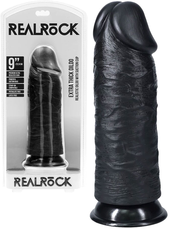 RealRock - Dildo 9 inch without Balls - Extra Thick