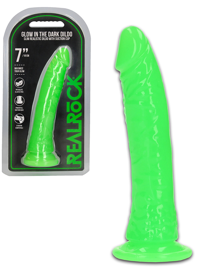 RealRock - Dildo 7 inch ohne Hoden - Glow in the Dark