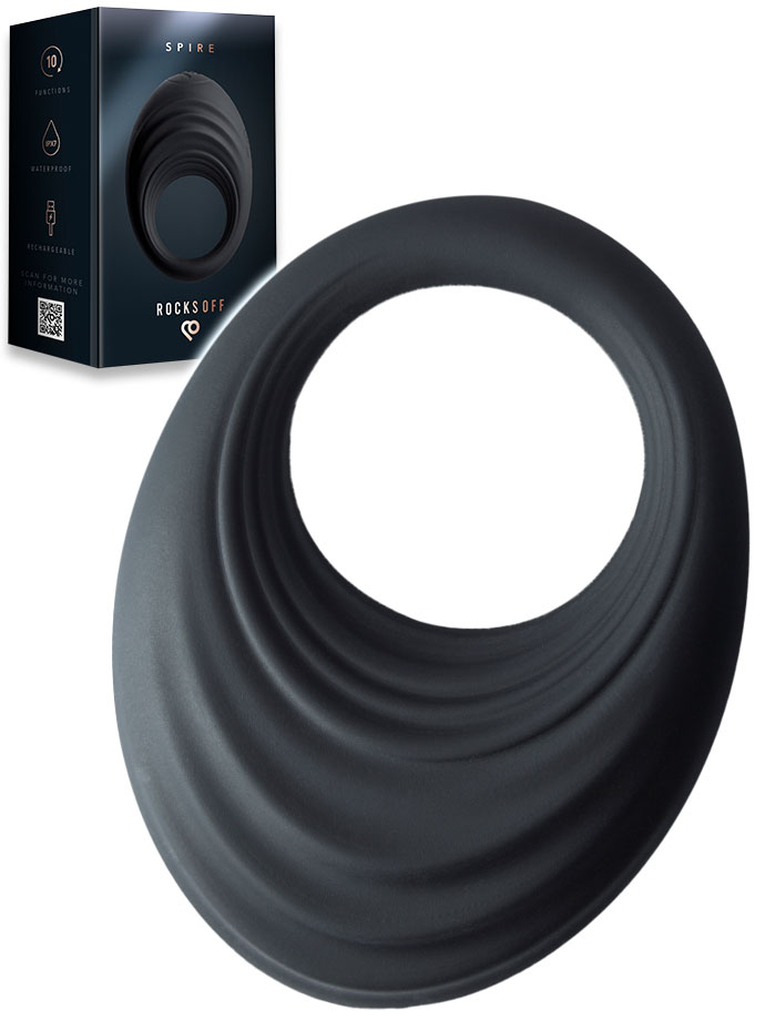 10 Speed Spire Vibrating Cockring Black