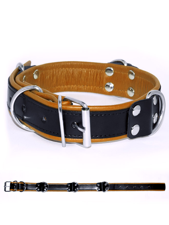 Deluxe Bondage Collar - Black/Yellow