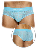 Striped Crochet Classic Brief - Light Blue