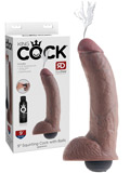 King Cock - 9 inch Squirting Cock with Balls Brown