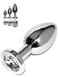 Rosebud Edelstahl Buttplug mit wei�em Kristall - Small